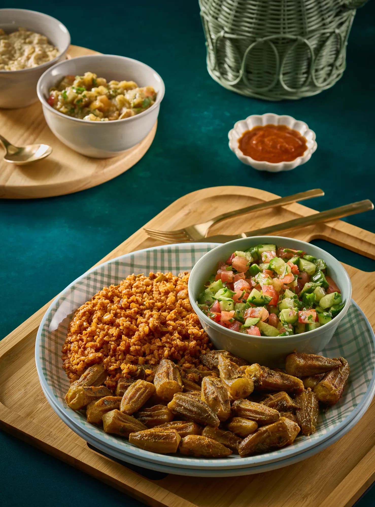 Combo plate spread of dishes